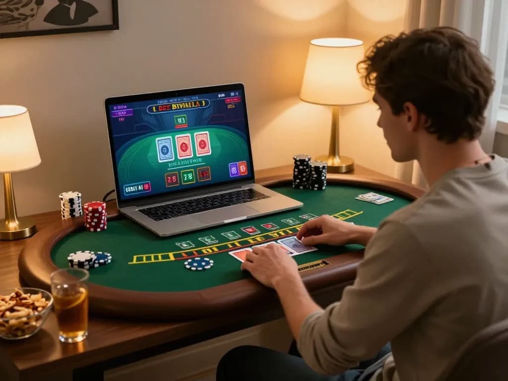 Engaging live dealer blackjack on laptop, showcasing the immersive online gambling experience at https://mm88.se.net/