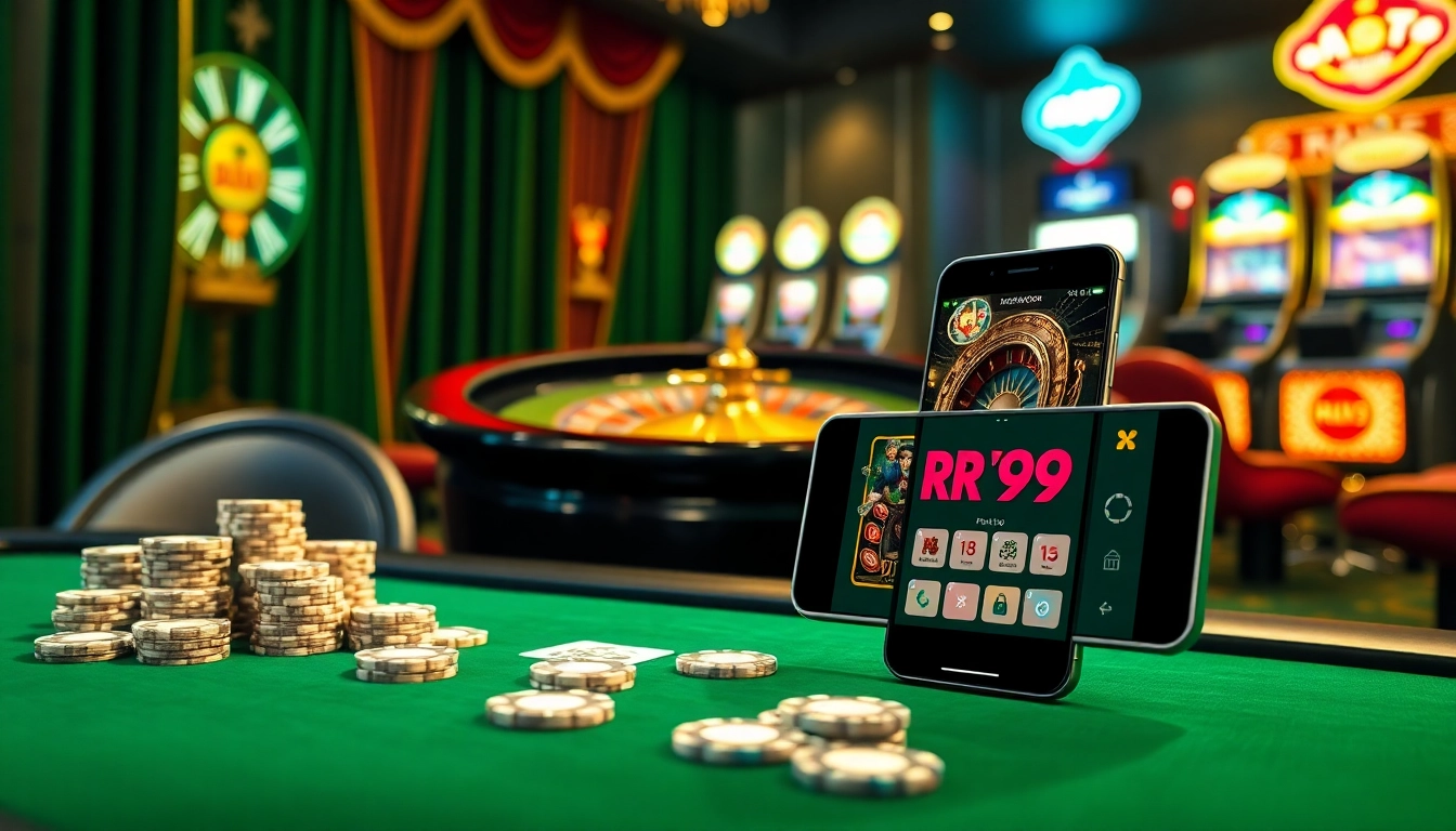 Experience the thrill of gambling with RR99 in a luxurious casino environment.