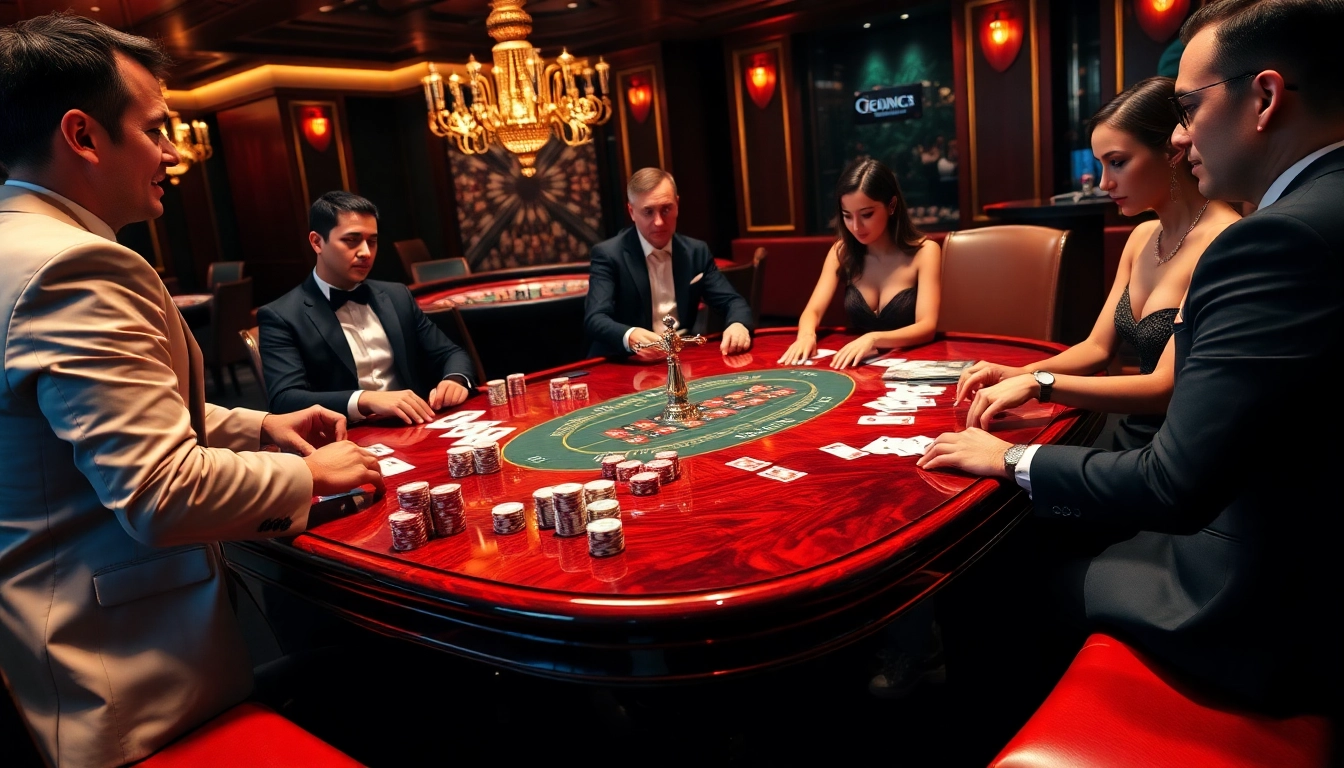 Players enjoying an exciting poker game at QQ88 casino with vibrant poker chips and cards displayed.