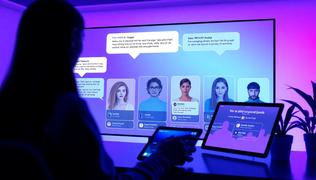 Engaging digital interface of five distinct nsfw ai characters highlighting unique features and user interaction.