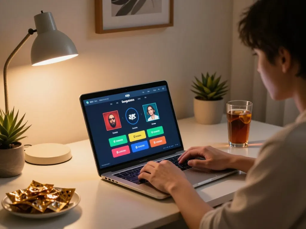 Engaging moment using apk sungaitoto on a laptop for online gambling with cozy atmosphere