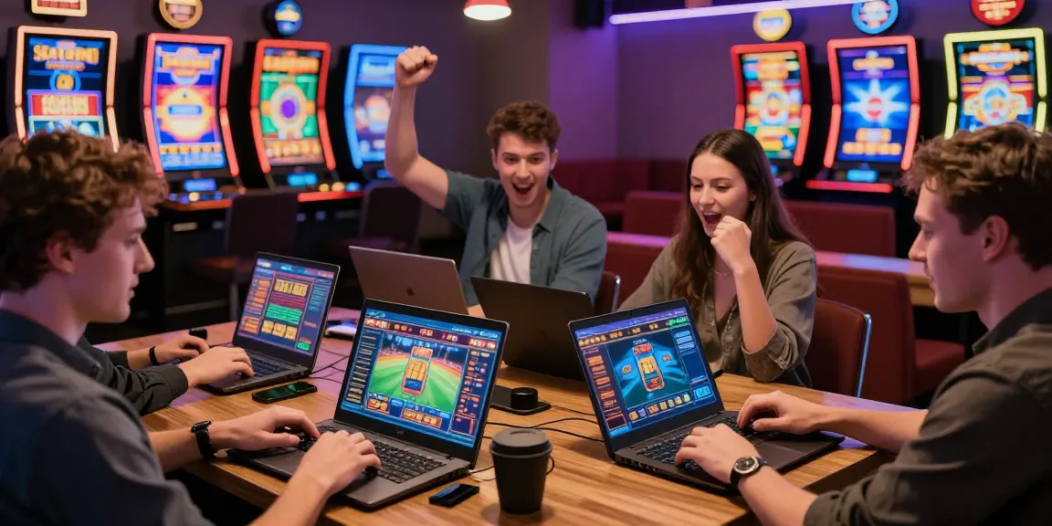 UK players enjoying exciting gaming experiences at non-UK casinos as seen on https://ghsc.co.uk, featuring vibrant visuals of diverse games.
