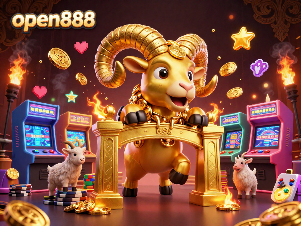 Engage with open888's vibrant casino world in an ultra-detailed 3D illustration.