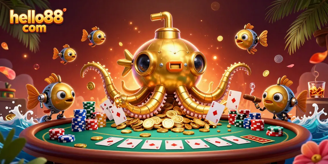 Engage in thrilling gameplay at hello88 com with vibrant poker scenes and dynamic golden visuals.