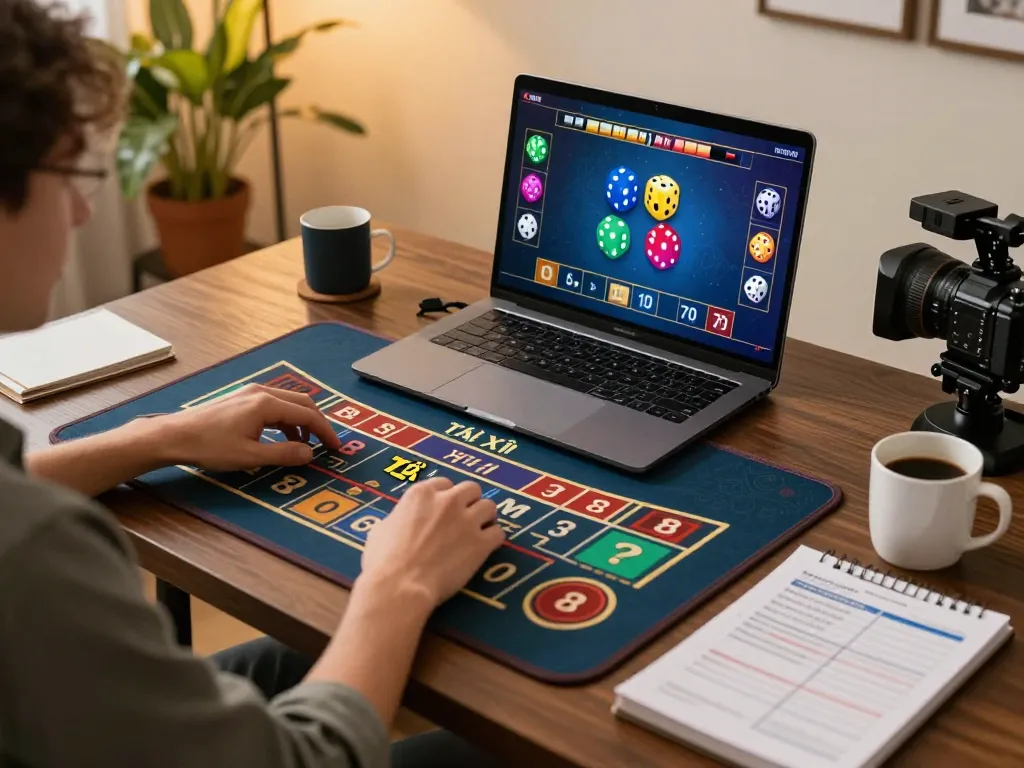 Tài Xỉu player engaging in thrilling online gameplay with vibrant visual elements