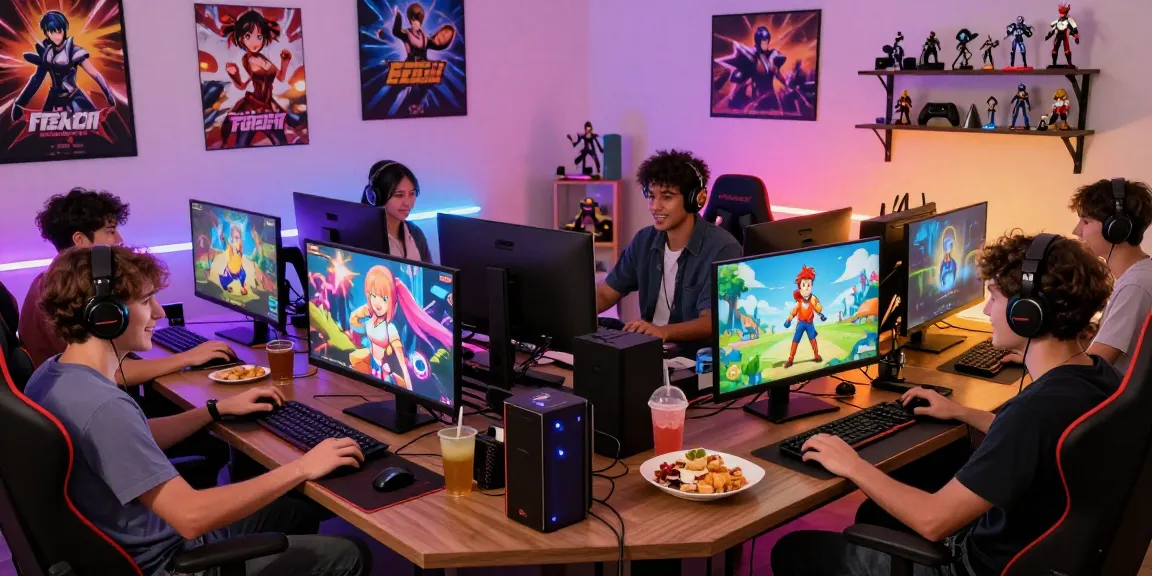 Exciting scene of players enjoying ecchi games online in a cozy gaming room.
