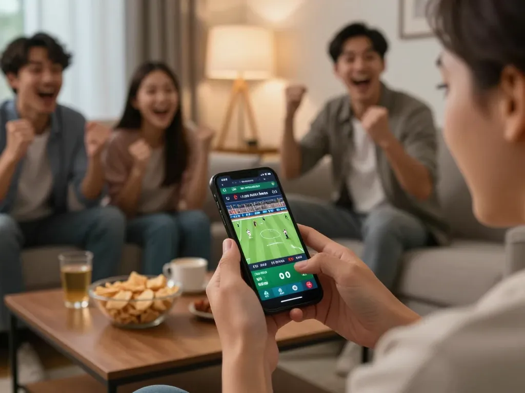 Engaging in live betting with 89bet2 app during a game, hands excitedly supporting their team.