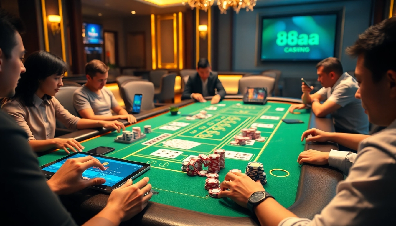 Players enjoying a thrilling online gambling experience at 88aa casino.