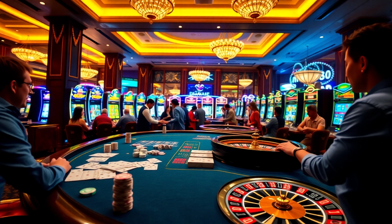 Experience thrilling gameplay at Nhà Cái LC88 with vibrant casino tables and engaging players.