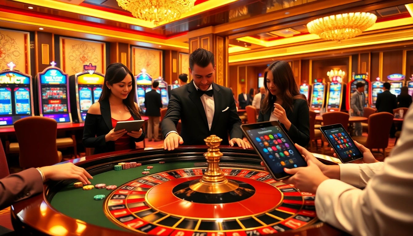Engaging scene of Nhà Cái 11uu featuring luxurious casino elements and active players.