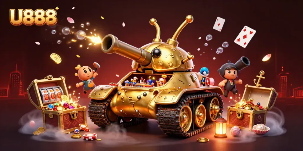 Experience the vibrant excitement of U888 with a magical casino beetle tank showcasing thrilling gaming elements.