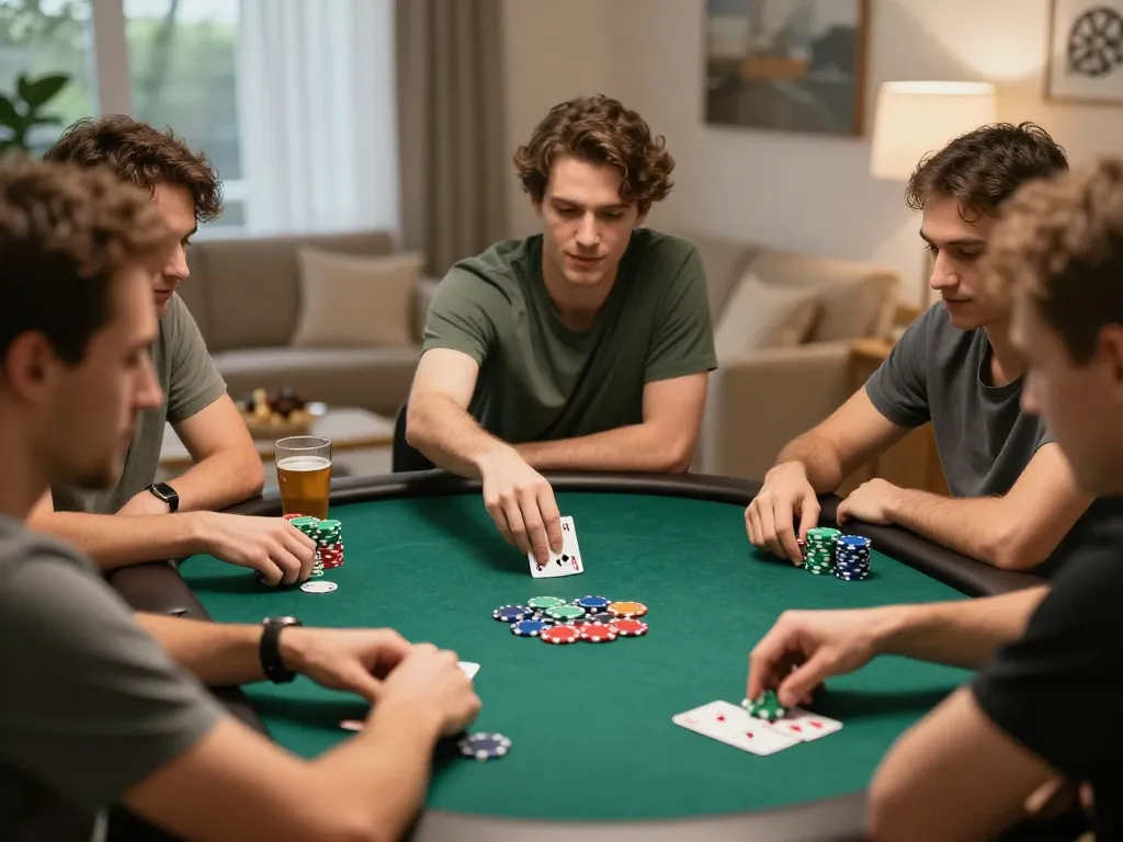 Players engaging in intense gameplay at 98win01 poker night, showcasing excitement and strategy