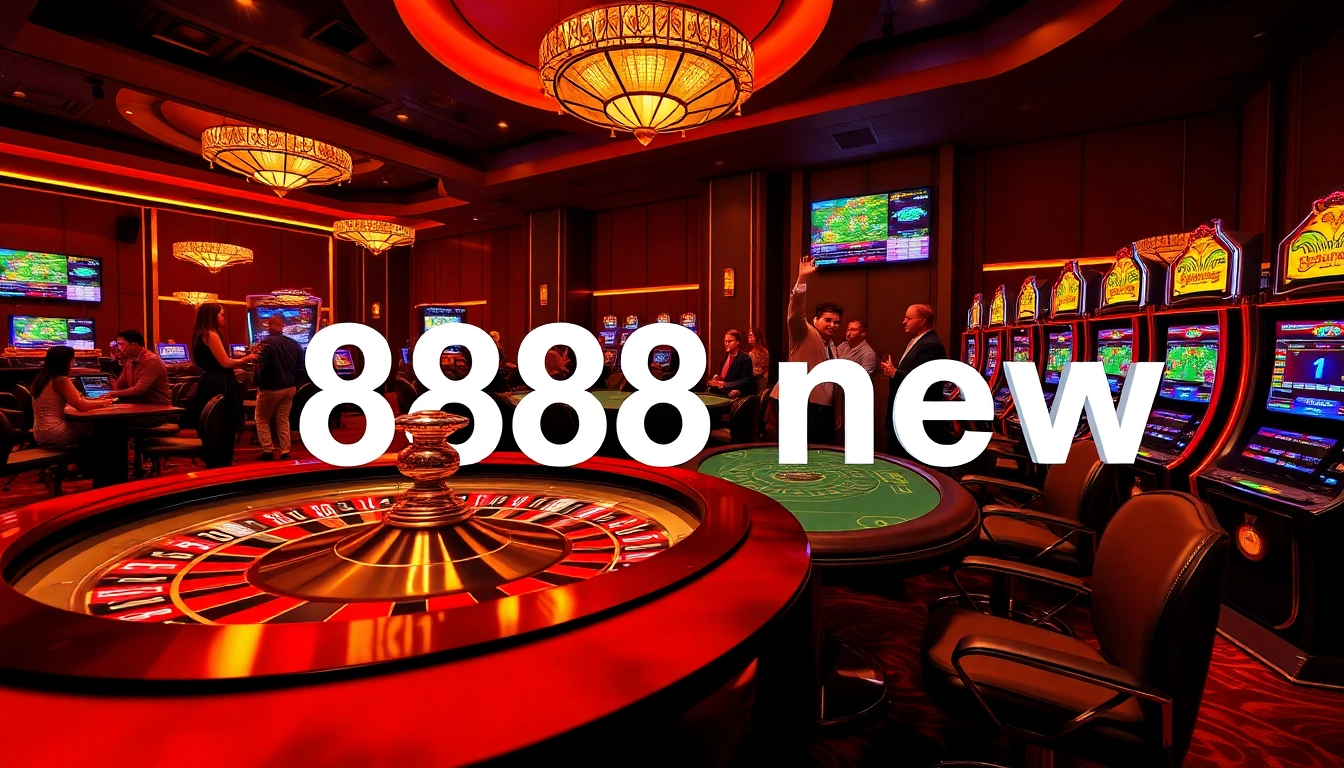 Experience the thrill of 888 new in this vibrant casino setting with players celebrating a win.