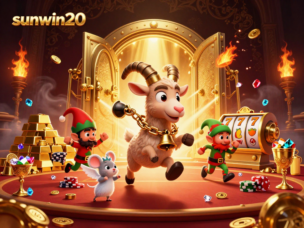 Experience thrilling wins at sunwin20 with Krampus in a festive horror-themed casino scene.