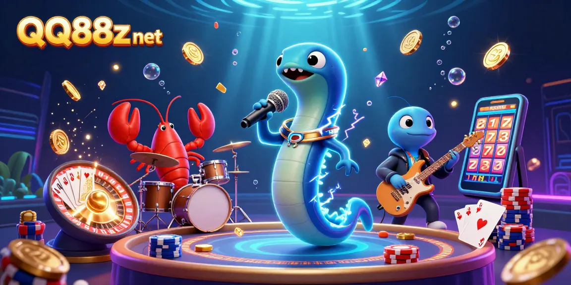 Play and win with QQ88z net in an underwater casino environment, featuring electric eel and vibrant elements.