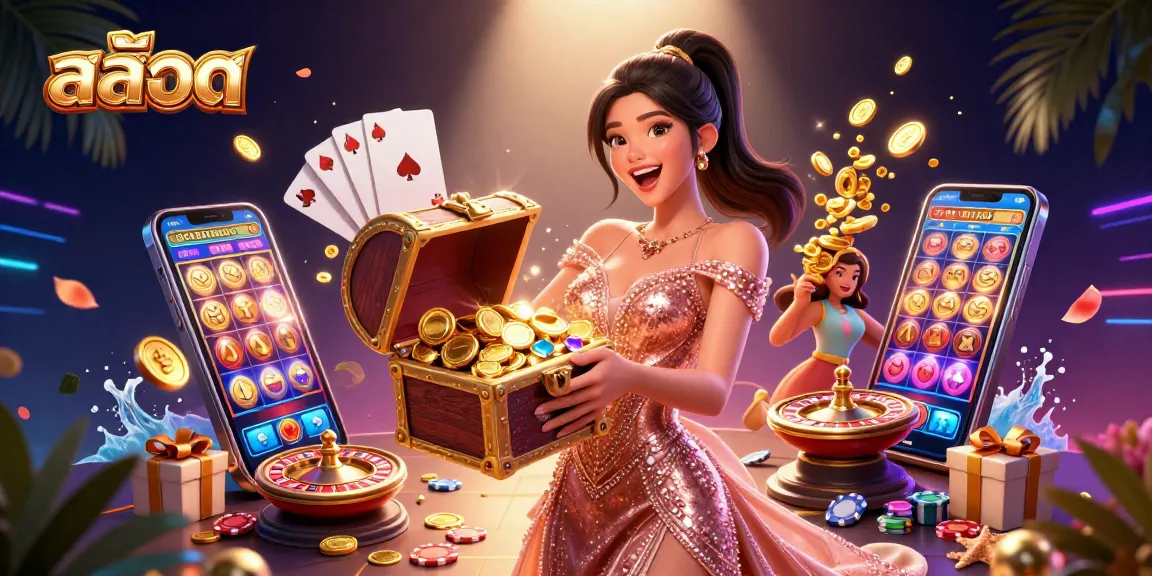 Experience the excitement of สล็อต with golden coins and thrilling casino game elements.