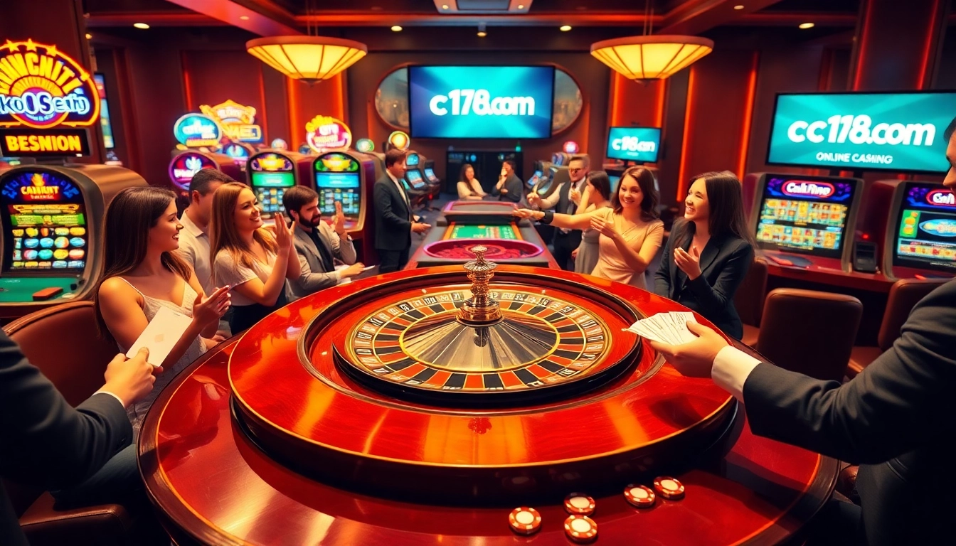 Experience the thrill of c168.com with a luxurious casino atmosphere featuring roulette and slot machines.
