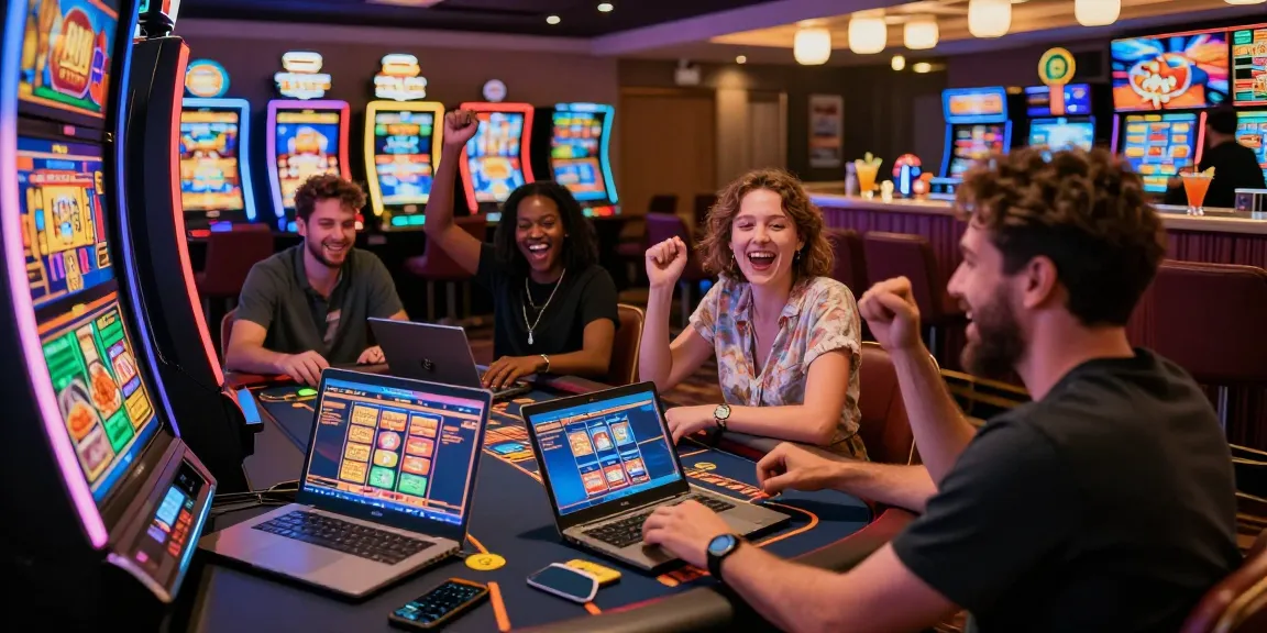 Exciting gaming atmosphere highlighting non Gamstop casinos with diverse players and vibrant decor.
