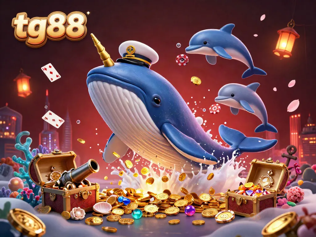 Engage with tg88's exciting casino experience featuring vibrant sea creatures and poker elements.