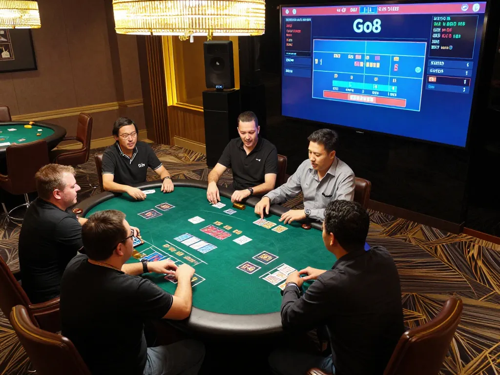Experience thrilling baccarat gameplay at https://go8.agency/ with excited players at the table.