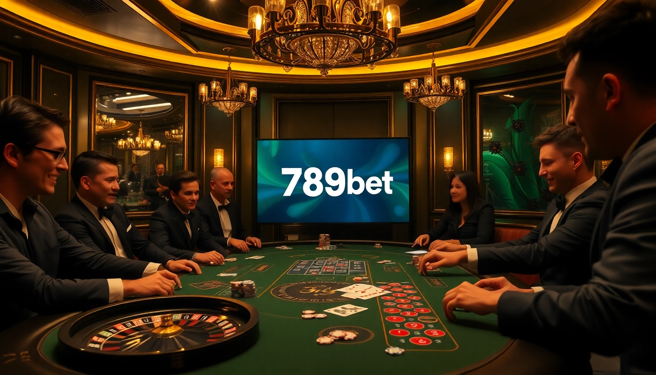 Players engaging in a high-stakes game at a 789bet casino table, showcasing excitement and strategy.