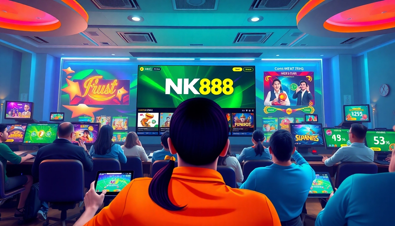 Engaging NK88 online gaming platform with vibrant interface and varied games
