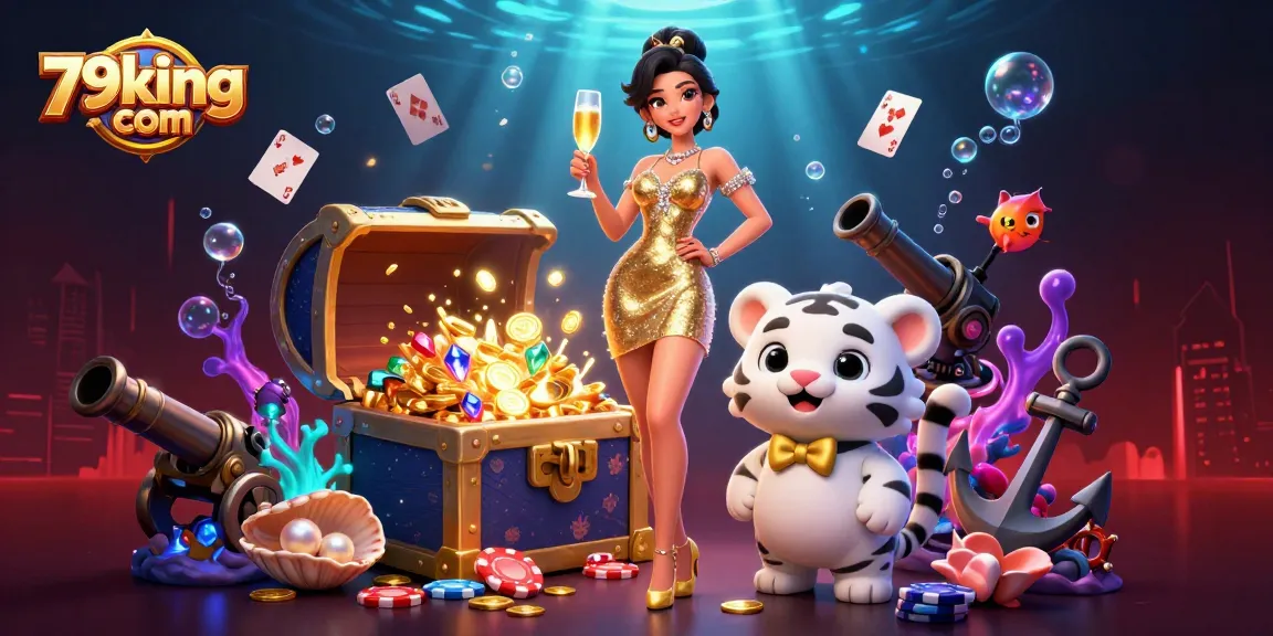 Engage in thrilling gameplay at 79king com with glamorous casino elements and a lucky tiger.