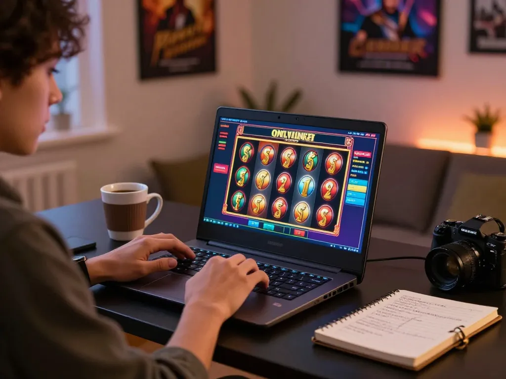 Engaging online gaming experience at lucky88z with player immersed in exciting slots.