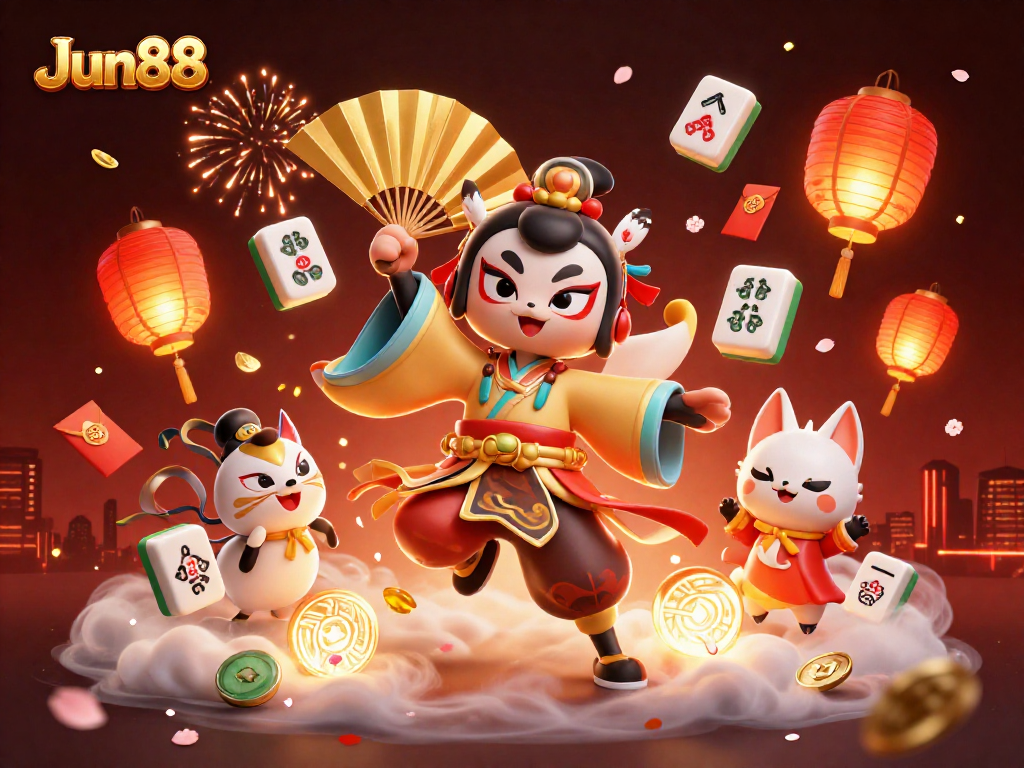 Engage in thrilling gameplay at Jun88 with vibrant elements capturing the essence of online gambling.