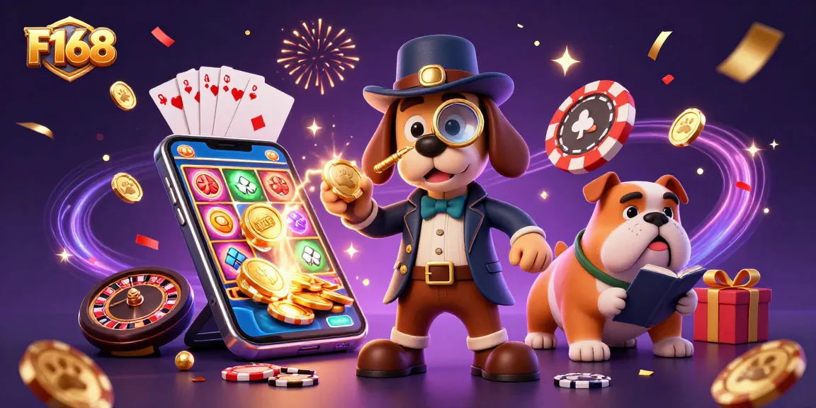 Join F168's thrilling adventure as a detective uncovers poker chip clues amid a colorful casino.