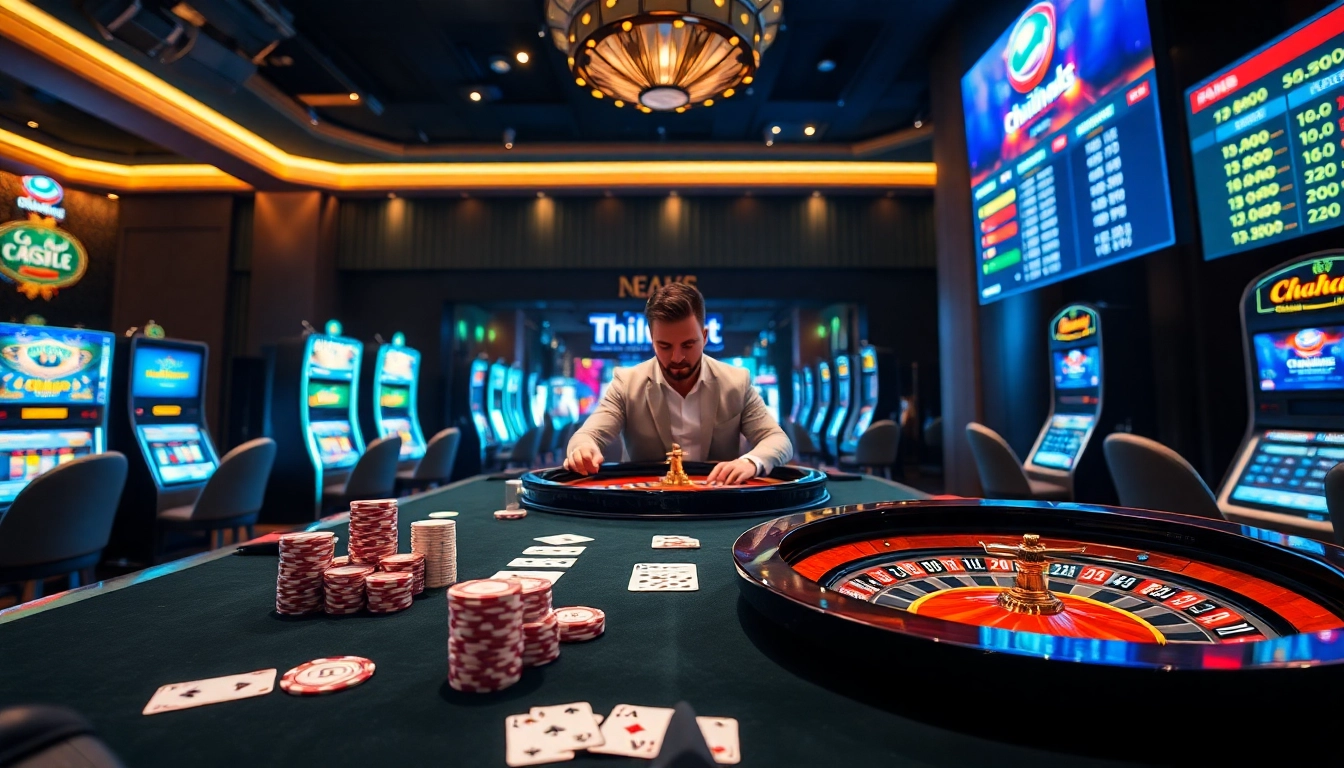 Experience high-stakes gaming at thienhabet’s luxury casino with vibrant tables and players focused on winning.