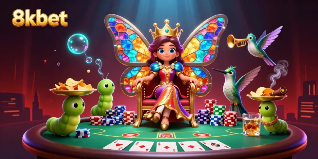 Engage with vibrant 8kbet gaming action featuring colorful casino elements and characters.