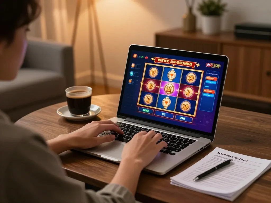 Play exciting U888 casino games on a stylish laptop at home.