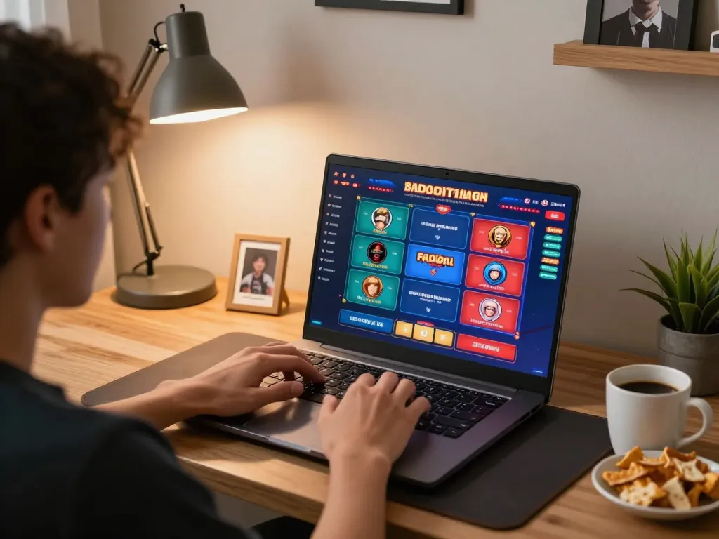 Experience gamebaidoithuong online in an inviting home gaming setup, capturing engaging poker gameplay.