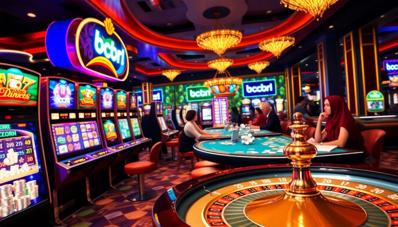 Vive la emoción de bcbrl con coloridas máquinas tragamonedas y acción de casino.
