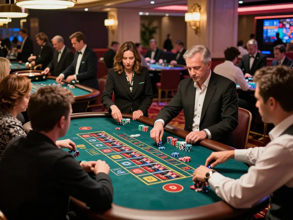 Players at vibrant roulette tables engaging in high-stakes betting at MM88 casino.