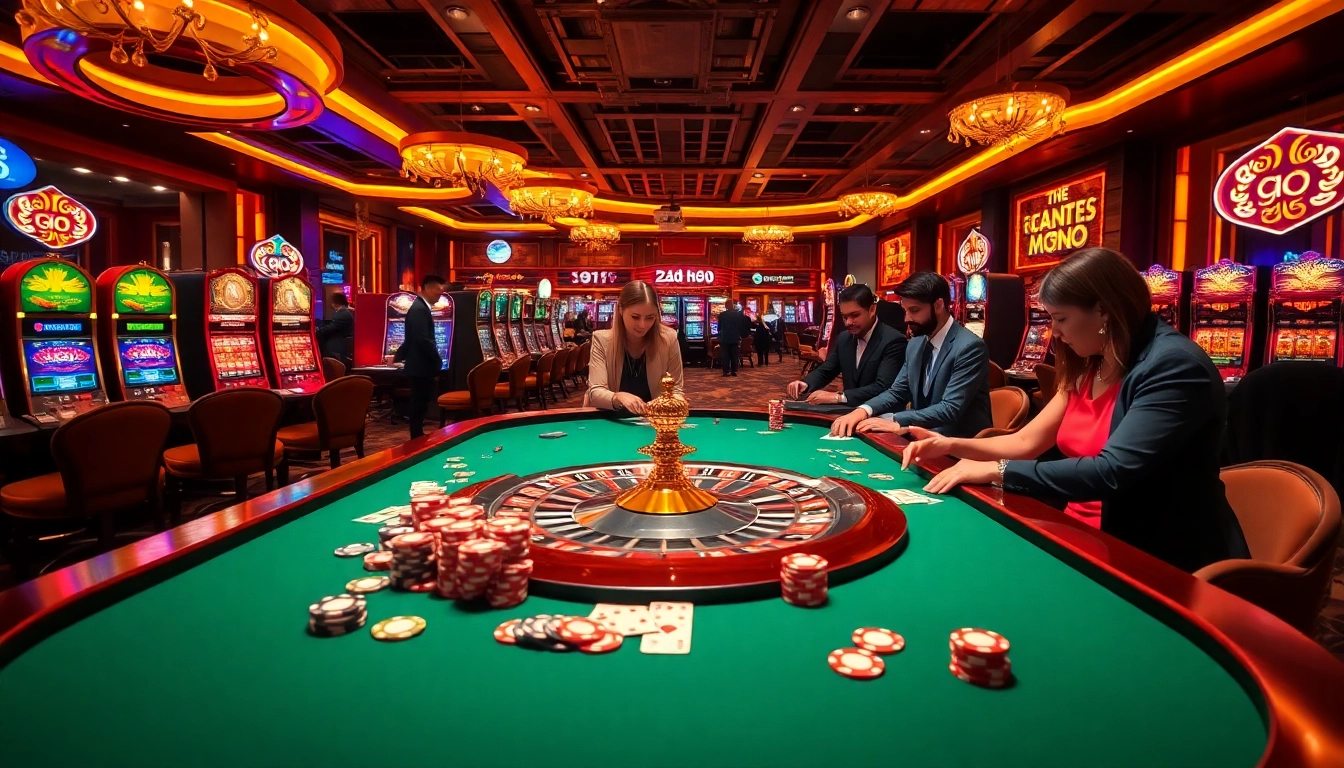 Engaging casino players enjoying go 88 table games with vibrant chips and cards.