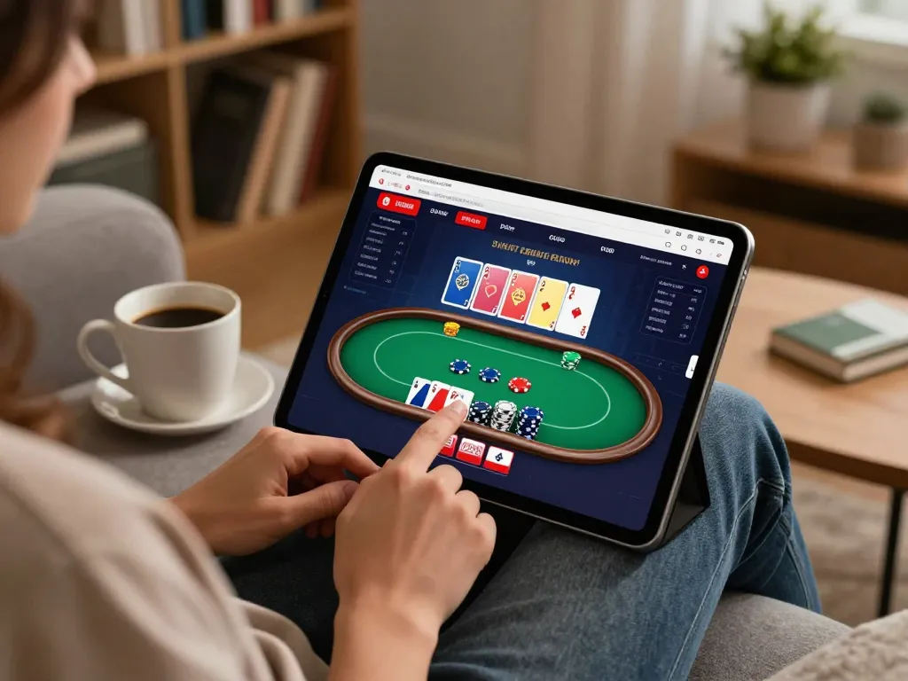 Player enjoying go 88 online poker from home with a warm atmosphere.