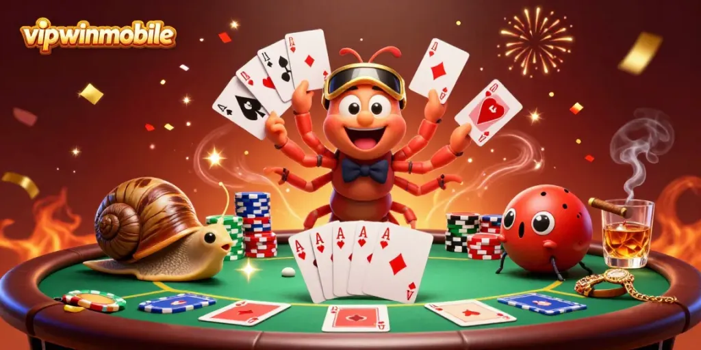 Experience the excitement of vipwinmobile with a lively 3D casino scene featuring animated characters and vibrant elements.
