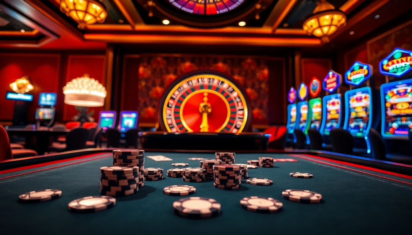 Experience luxury gambling at https://jtg88.com/ with poker chips, roulette wheel, and slot machines.