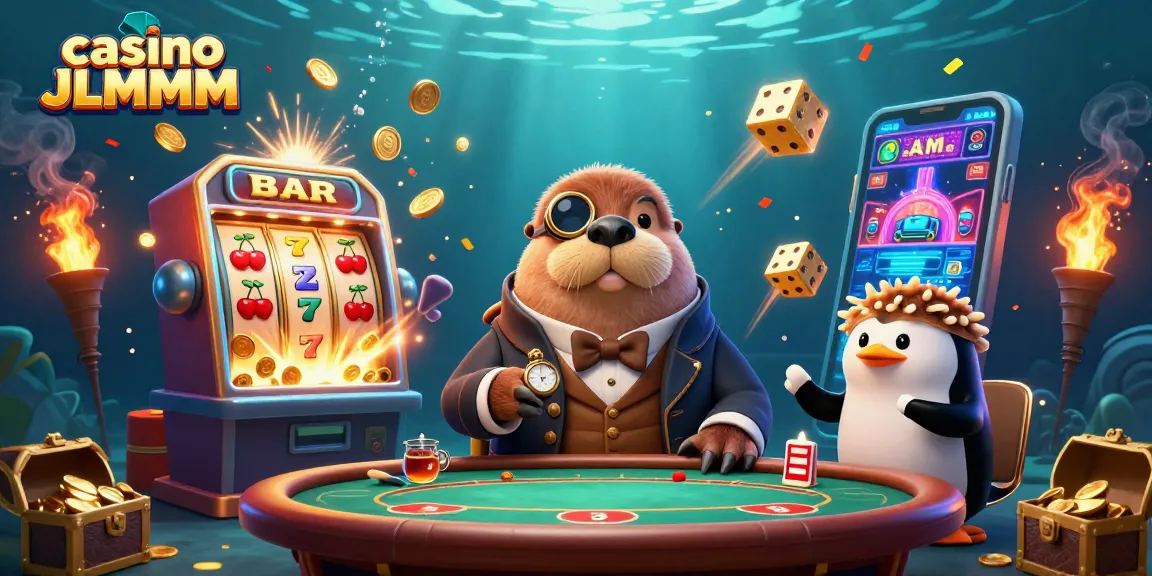 Experience thrilling action at casino JLMMM with a jolly walrus, sophisticated penguin dealer, and bluffing pufferfish.