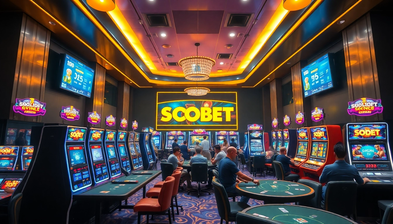SBOBET.dance vibrant online gambling atmosphere with modern gaming lounge and live betting features.