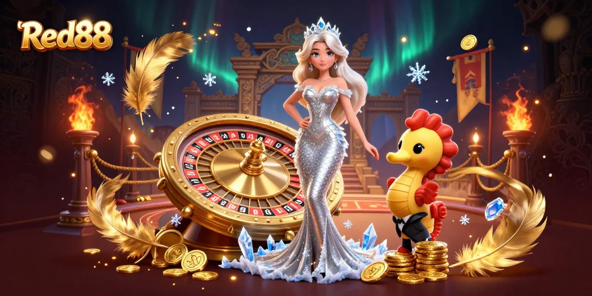 Experience the excitement at Red88 with a stunning mermaid-themed casino illustration.