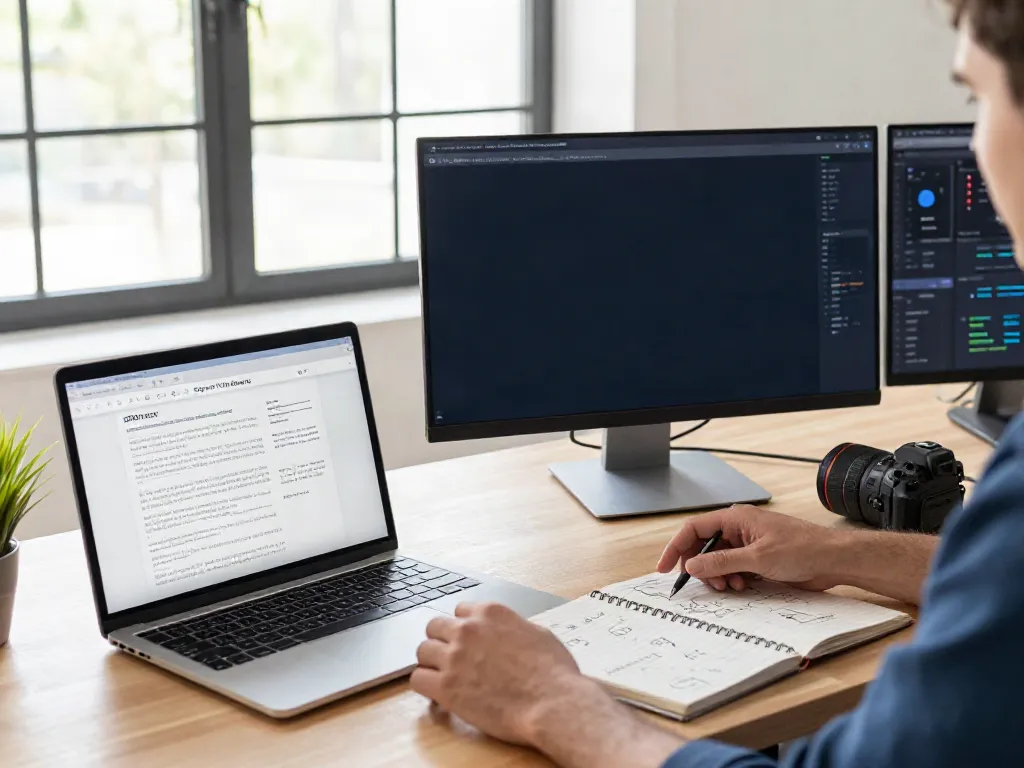 Digital marketer reviewing metrics for instant indexing in a modern workspace.