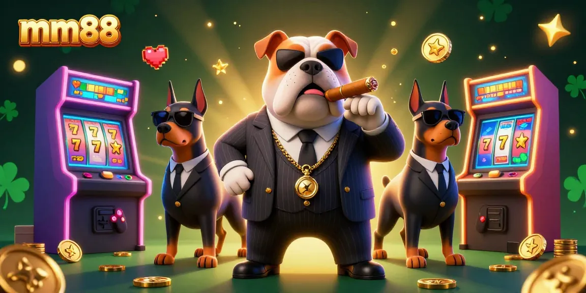 Experience thrilling gameplay at mm88 with a cartoon mafia-themed casino illustration.