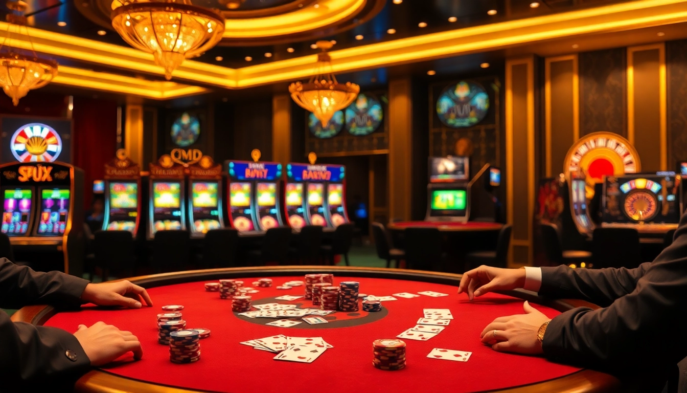 Experience the excitement of uu88 vom with vibrant casino scenes of high-stakes gaming.