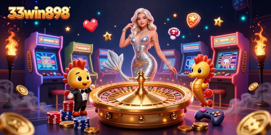 Experience the thrill of 33win898 with vibrant casino elements and stunning 3D characters.