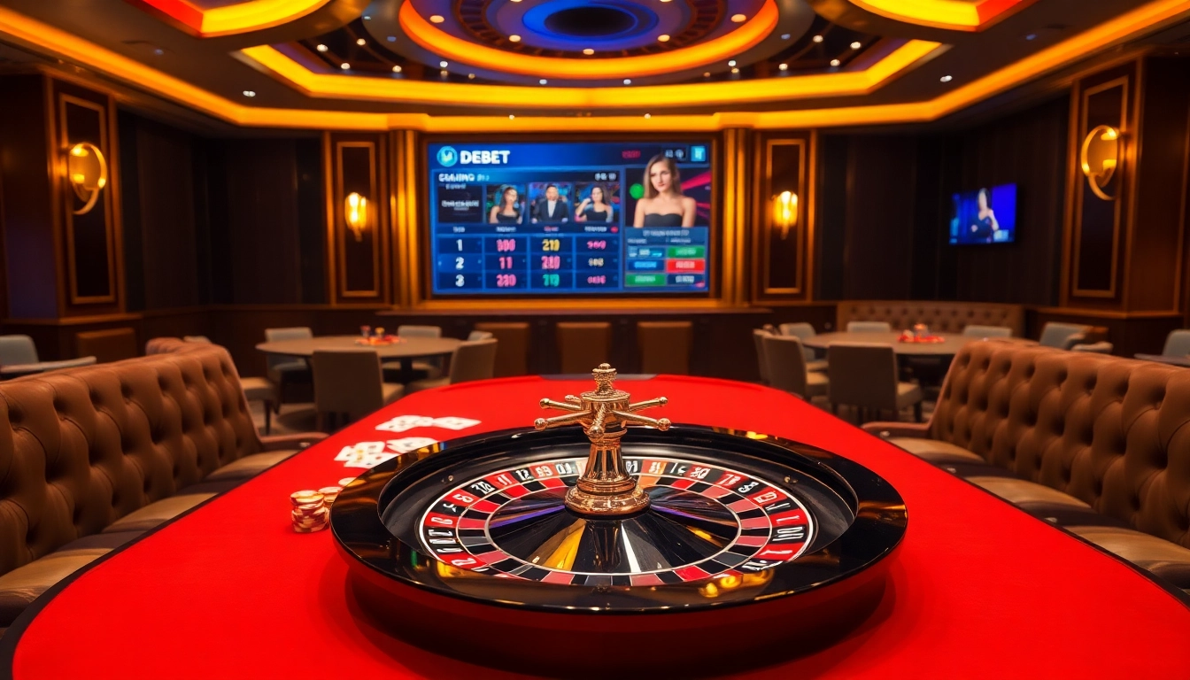 Experience the excitement of betting at Cổng Game DEBET in a luxurious casino setting.