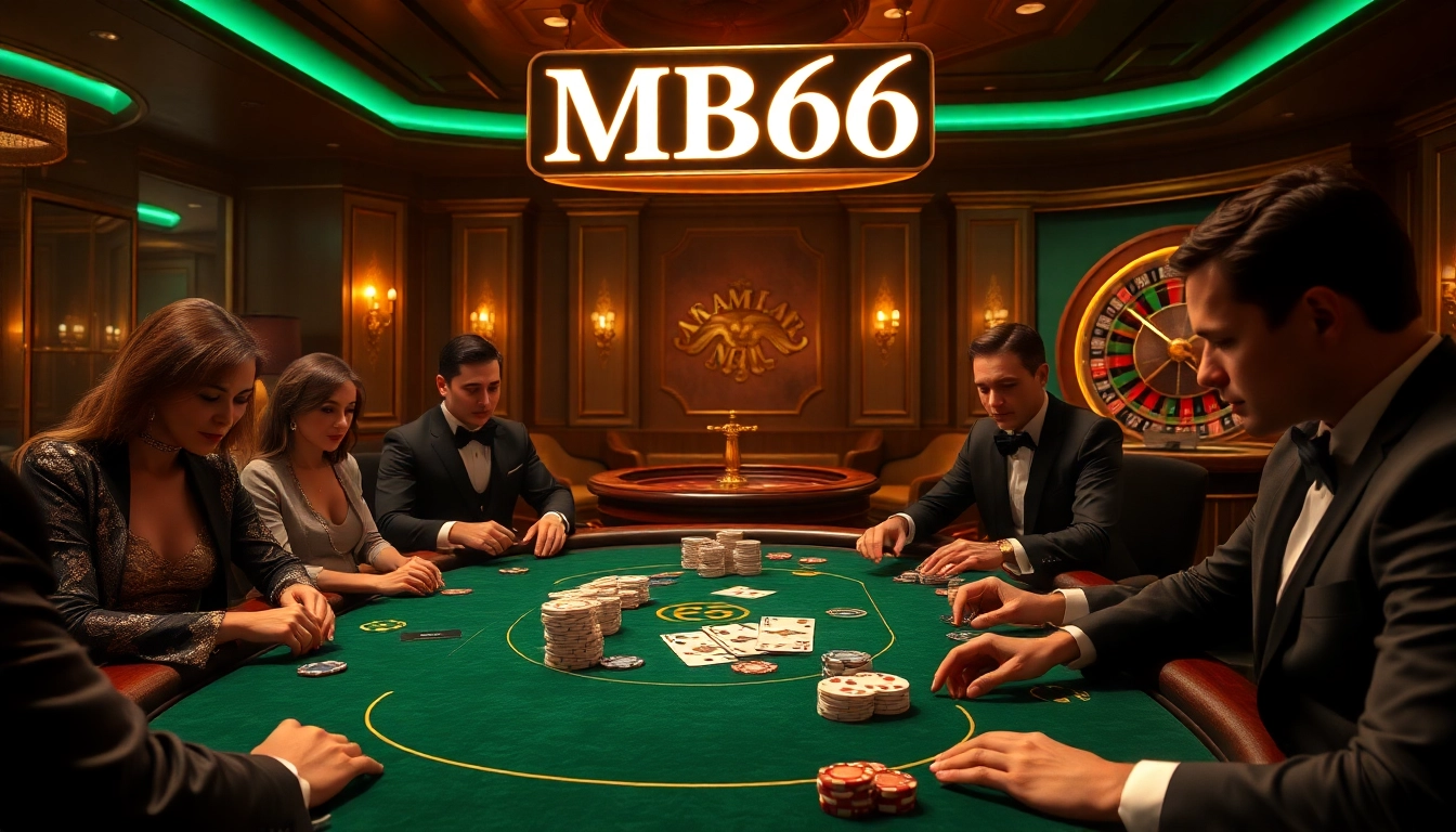 MB66 poker game showcasing high stakes excitement with luxury casino elements.
