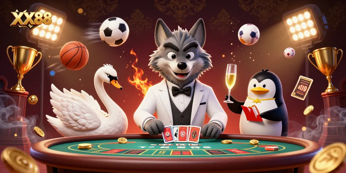 Engage with the excitement of XX88 as characters celebrate winning at a vibrant casino.